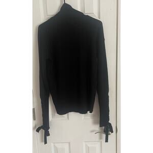 Ramy Brook "Walt" Black Pullover Sweater with "lace up" cuffs on sleeve. A50